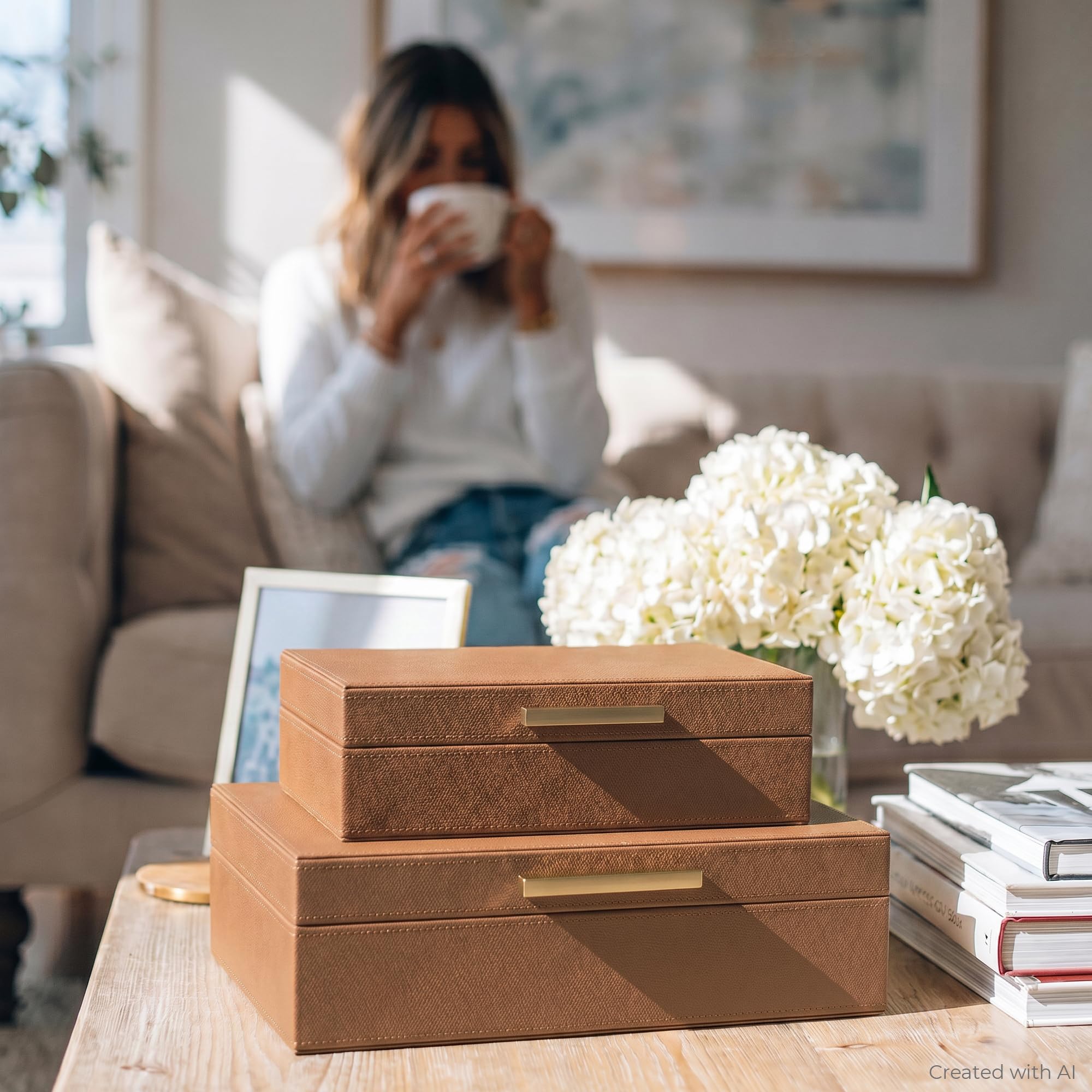 Amazon.com: Decorative Storage Boxes with Lids - Set of 2 PU